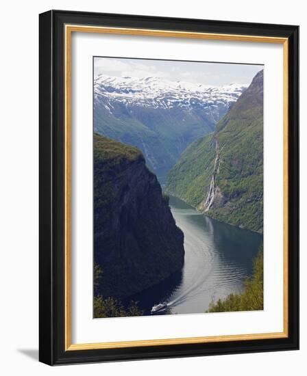 Tourist Cruise Ship on Geiranger Fjord, Western Fjords, Norway, Scandinavia, Europe-Christian Kober-Framed Photographic Print