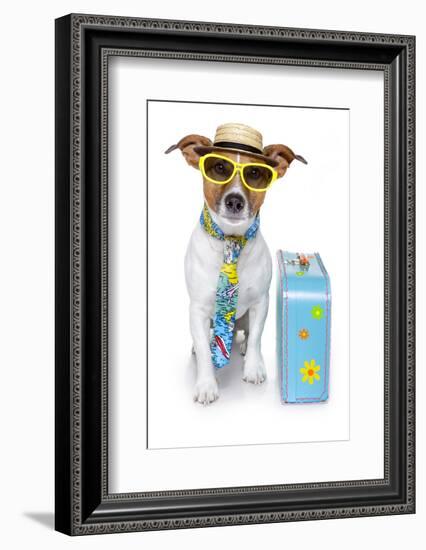 Tourist Dog With A Hat A Tie And A Case-Javier Brosch-Framed Photographic Print