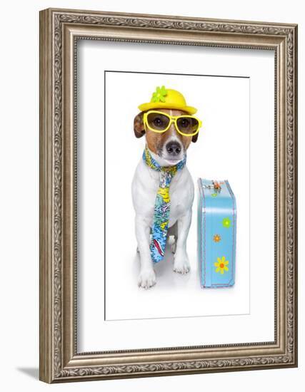 Tourist Dog With Hat And A Bag-Javier Brosch-Framed Photographic Print