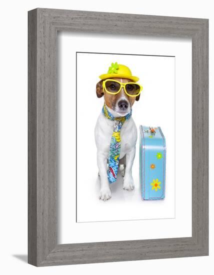 Tourist Dog With Hat And A Bag-Javier Brosch-Framed Photographic Print