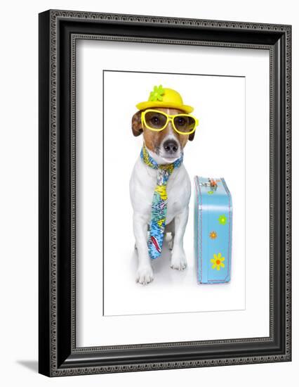 Tourist Dog With Hat And A Bag-Javier Brosch-Framed Photographic Print