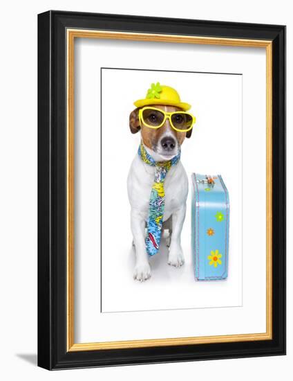 Tourist Dog With Hat And A Bag-Javier Brosch-Framed Photographic Print