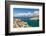 Tourist enjoying the view of the bay of Matala, Iraklion, Crete, Greek Islands, Greece, Europe-Markus Lange-Framed Photographic Print