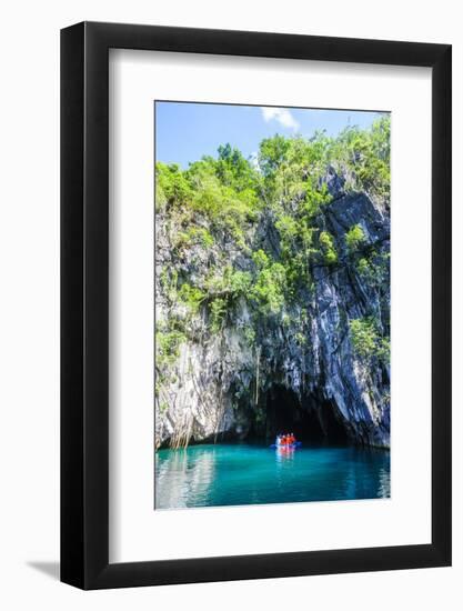 Tourist Entering a Little Rowboat, Puerto Princessa Underground River, Palawan, Philippines-Michael Runkel-Framed Photographic Print