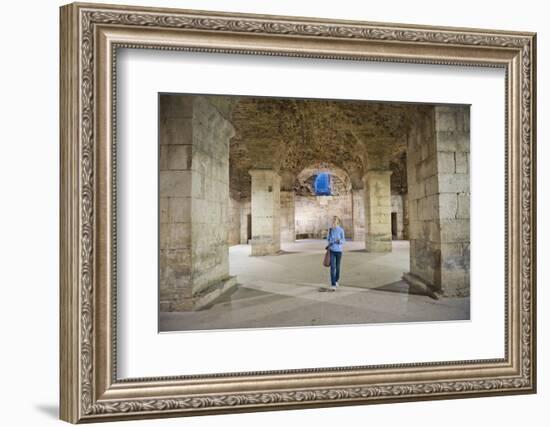 Tourist Exploring the Underground Halls at Diocletian's Palace-Matthew Williams-Ellis-Framed Photographic Print