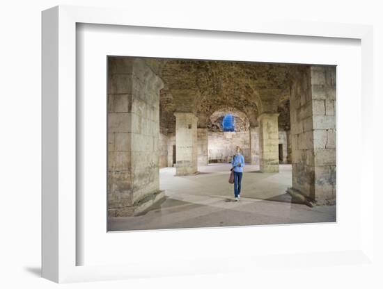 Tourist Exploring the Underground Halls at Diocletian's Palace-Matthew Williams-Ellis-Framed Photographic Print
