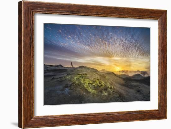 Tourist in Geothermal Landscape at Sunset, Iceland-Arctic-Images-Framed Photographic Print