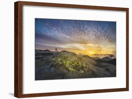 Tourist in Geothermal Landscape at Sunset, Iceland-Arctic-Images-Framed Photographic Print