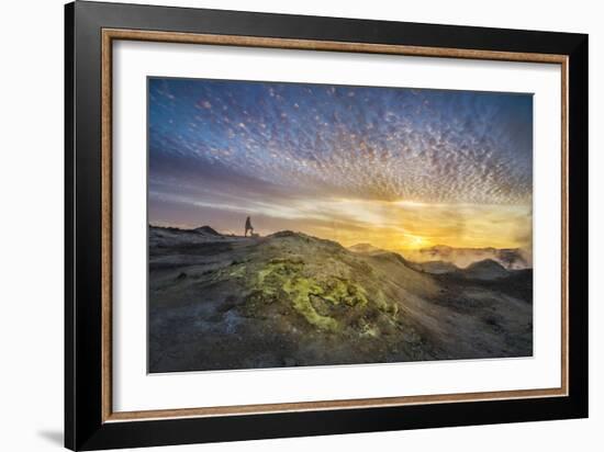 Tourist in Geothermal Landscape at Sunset, Iceland-Arctic-Images-Framed Photographic Print