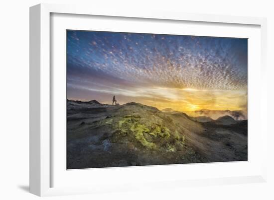 Tourist in Geothermal Landscape at Sunset, Iceland-Arctic-Images-Framed Photographic Print
