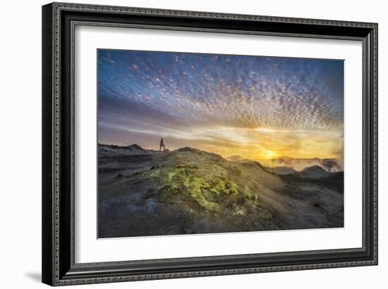 Tourist in Geothermal Landscape at Sunset, Iceland-Arctic-Images-Framed Photographic Print