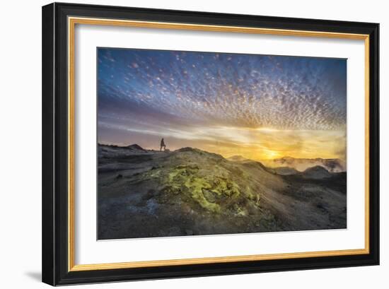 Tourist in Geothermal Landscape at Sunset, Iceland-Arctic-Images-Framed Photographic Print