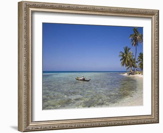 Tourist in Sea Cayak, Silk Caye, Belize, Central America-Jane Sweeney-Framed Photographic Print