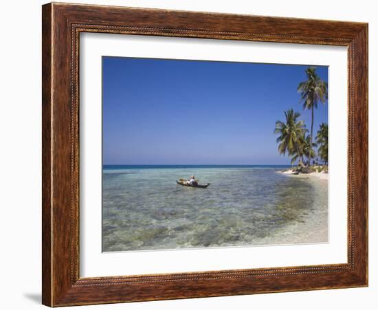 Tourist in Sea Cayak, Silk Caye, Belize, Central America-Jane Sweeney-Framed Photographic Print