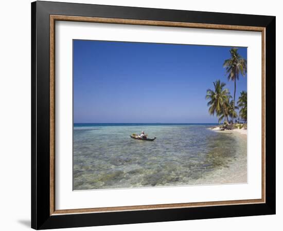 Tourist in Sea Cayak, Silk Caye, Belize, Central America-Jane Sweeney-Framed Photographic Print