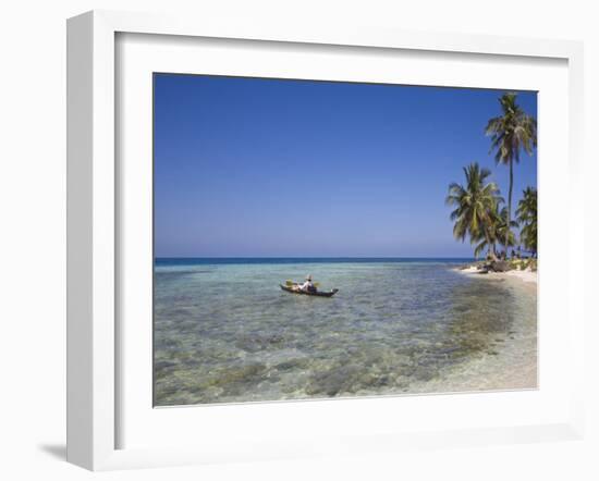 Tourist in Sea Cayak, Silk Caye, Belize, Central America-Jane Sweeney-Framed Photographic Print