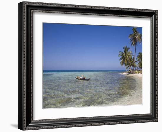 Tourist in Sea Cayak, Silk Caye, Belize, Central America-Jane Sweeney-Framed Photographic Print