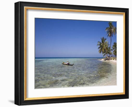 Tourist in Sea Cayak, Silk Caye, Belize, Central America-Jane Sweeney-Framed Photographic Print