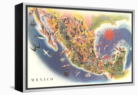 Tourist Map of Mexico-null-Framed Stretched Canvas