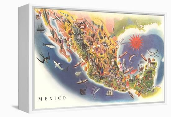 Tourist Map of Mexico-null-Framed Stretched Canvas