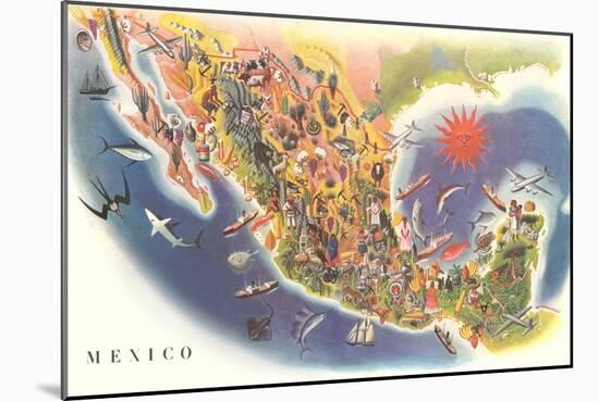 Tourist Map of Mexico-null-Mounted Art Print