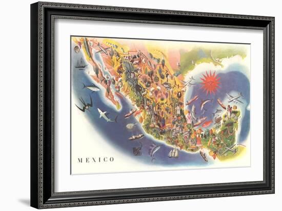 Tourist Map of Mexico-null-Framed Art Print