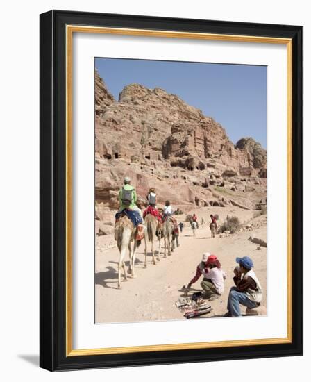 Tourist on Camels in Petra, Unesco World Heritage Site, Wadi Musa (Mousa), Jordan, Middle East-Christian Kober-Framed Photographic Print