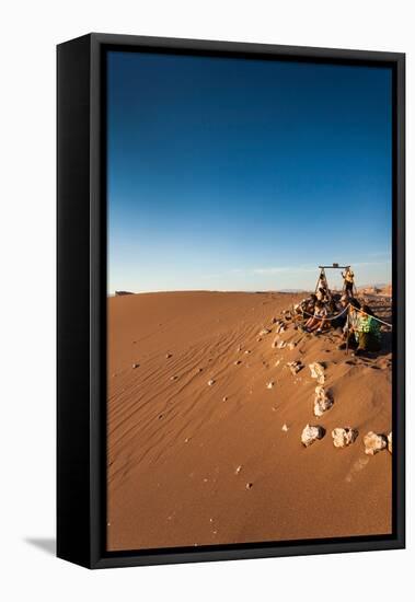 Tourist on sand dune, Valle De La Luna, Atacama Desert, San Pedro de Atacama, El Loa Province, A...-null-Framed Premier Image Canvas