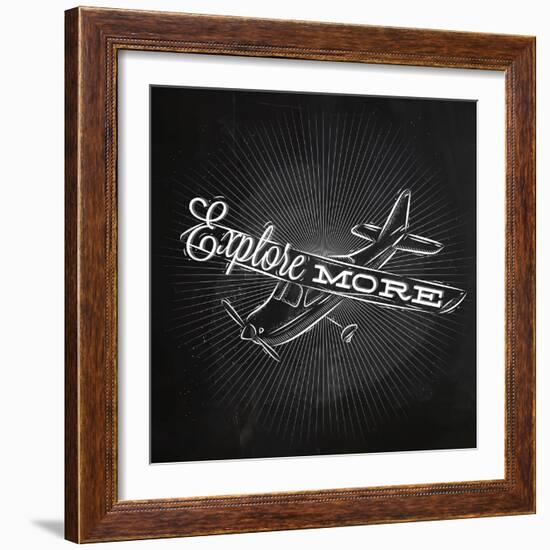 Tourist Poster Plane Chalk-anna42f-Framed Premium Giclee Print