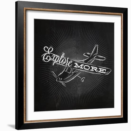Tourist Poster Plane Chalk-anna42f-Framed Premium Giclee Print