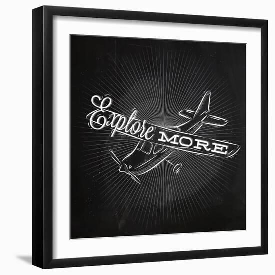 Tourist Poster Plane Chalk-anna42f-Framed Premium Giclee Print