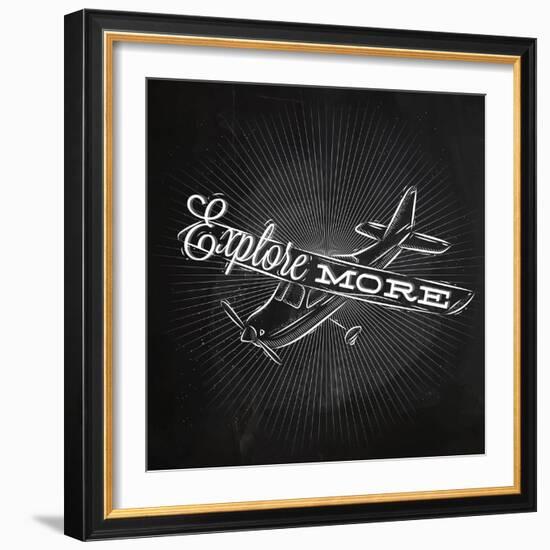 Tourist Poster Plane Chalk-anna42f-Framed Premium Giclee Print