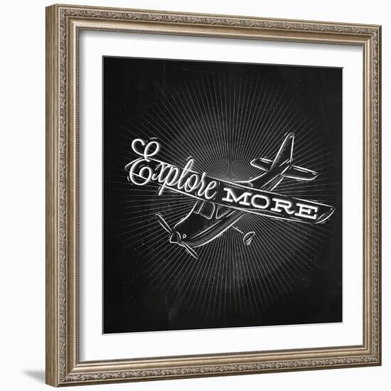 Tourist Poster Plane Chalk-anna42f-Framed Art Print