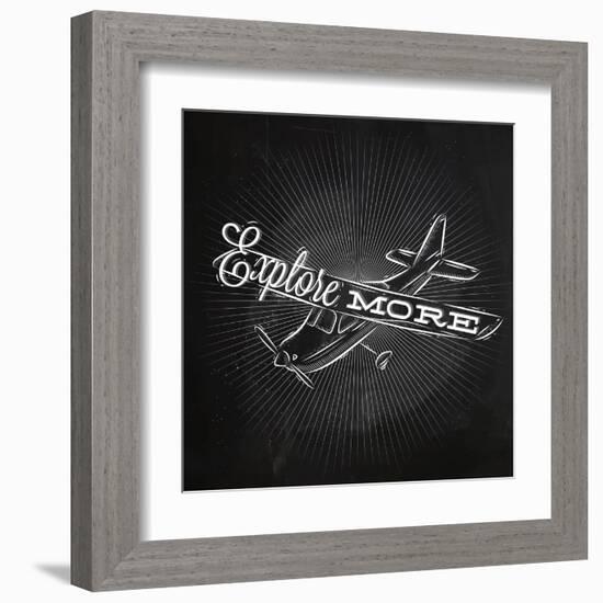 Tourist Poster Plane Chalk-anna42f-Framed Art Print