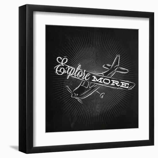 Tourist Poster Plane Chalk-anna42f-Framed Art Print