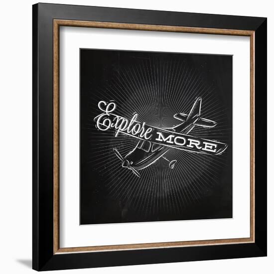 Tourist Poster Plane Chalk-anna42f-Framed Art Print