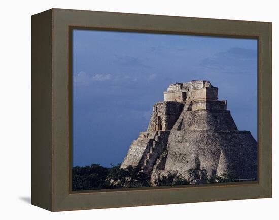 Tourist, Pyramid, Uxmal, Mexico-Kenneth Garrett-Framed Premier Image Canvas