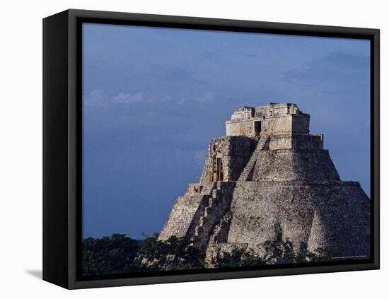 Tourist, Pyramid, Uxmal, Mexico-Kenneth Garrett-Framed Premier Image Canvas