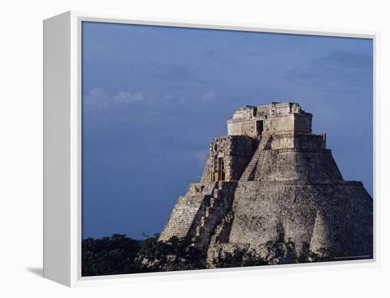 Tourist, Pyramid, Uxmal, Mexico-Kenneth Garrett-Framed Premier Image Canvas