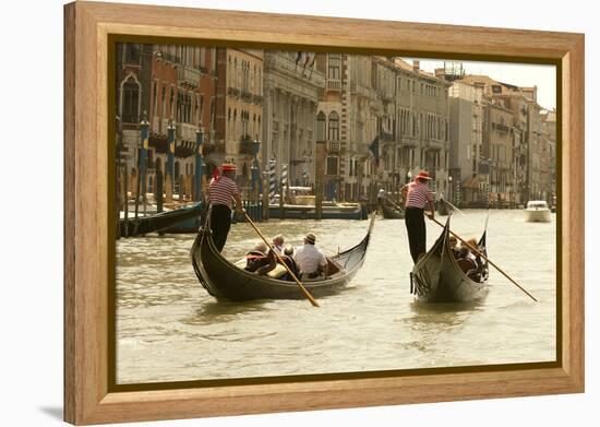 Tourist Ride in Gondolas on the Grand Canal in Venice, Italy-David Noyes-Framed Premier Image Canvas