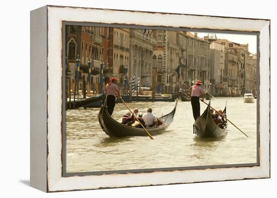 Tourist Ride in Gondolas on the Grand Canal in Venice, Italy-David Noyes-Framed Premier Image Canvas