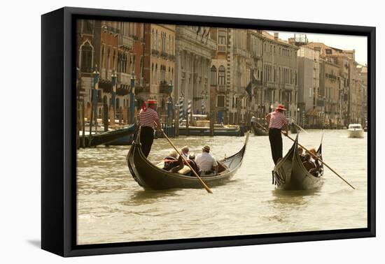 Tourist Ride in Gondolas on the Grand Canal in Venice, Italy-David Noyes-Framed Premier Image Canvas