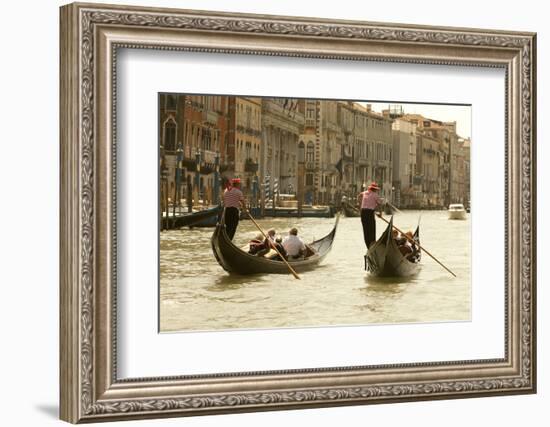 Tourist Ride in Gondolas on the Grand Canal in Venice, Italy-David Noyes-Framed Photographic Print