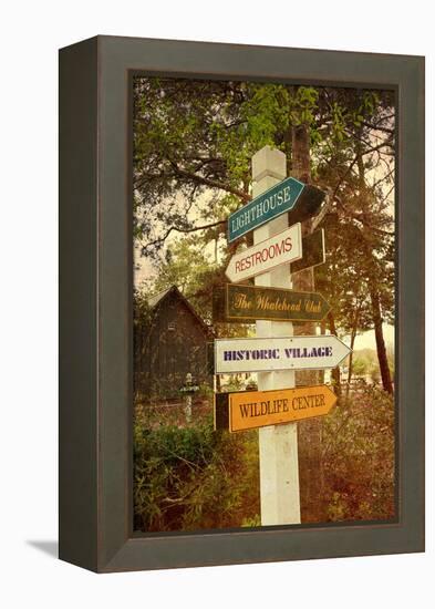 Tourist Sign in Corolla in the Outer Banks with a Vintage Texture Overlay-pdb1-Framed Premier Image Canvas