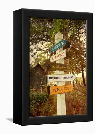 Tourist Sign in Corolla in the Outer Banks with a Vintage Texture Overlay-pdb1-Framed Premier Image Canvas