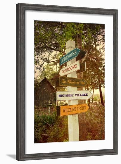 Tourist Sign in Corolla in the Outer Banks with a Vintage Texture Overlay-pdb1-Framed Photographic Print