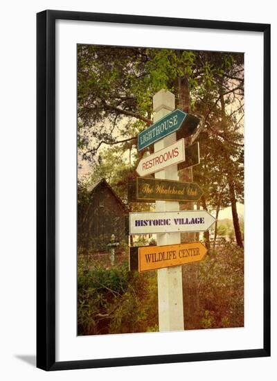 Tourist Sign in Corolla in the Outer Banks with a Vintage Texture Overlay-pdb1-Framed Photographic Print