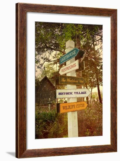 Tourist Sign in Corolla in the Outer Banks with a Vintage Texture Overlay-pdb1-Framed Photographic Print