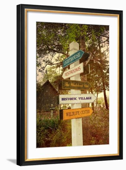 Tourist Sign in Corolla in the Outer Banks with a Vintage Texture Overlay-pdb1-Framed Photographic Print