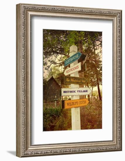 Tourist Sign in Corolla in the Outer Banks with a Vintage Texture Overlay-pdb1-Framed Photographic Print